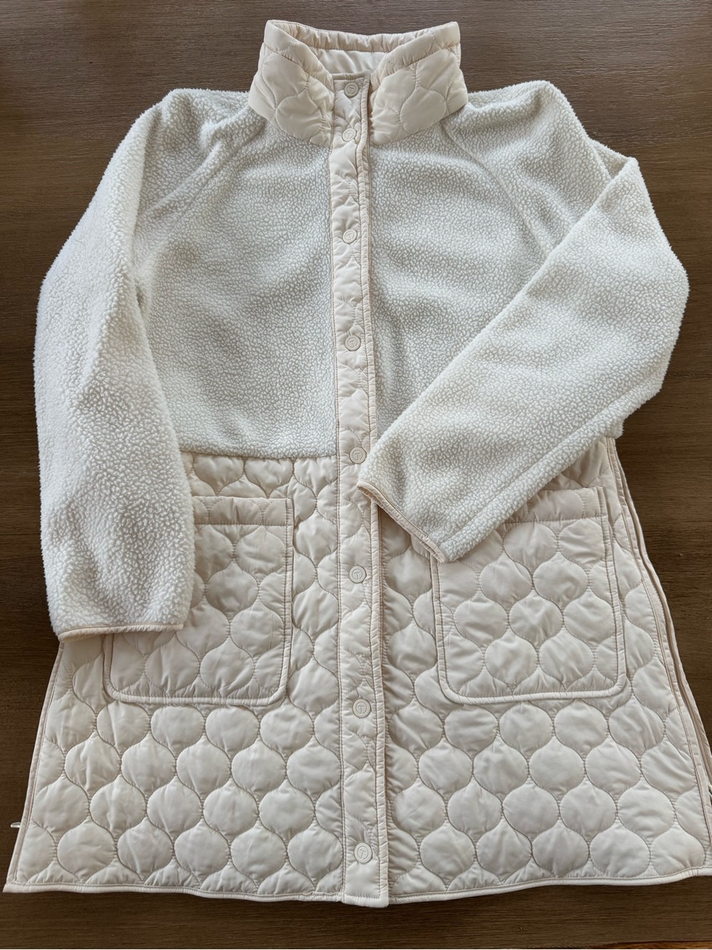 Cream Quilted & fleece womens  Jacket